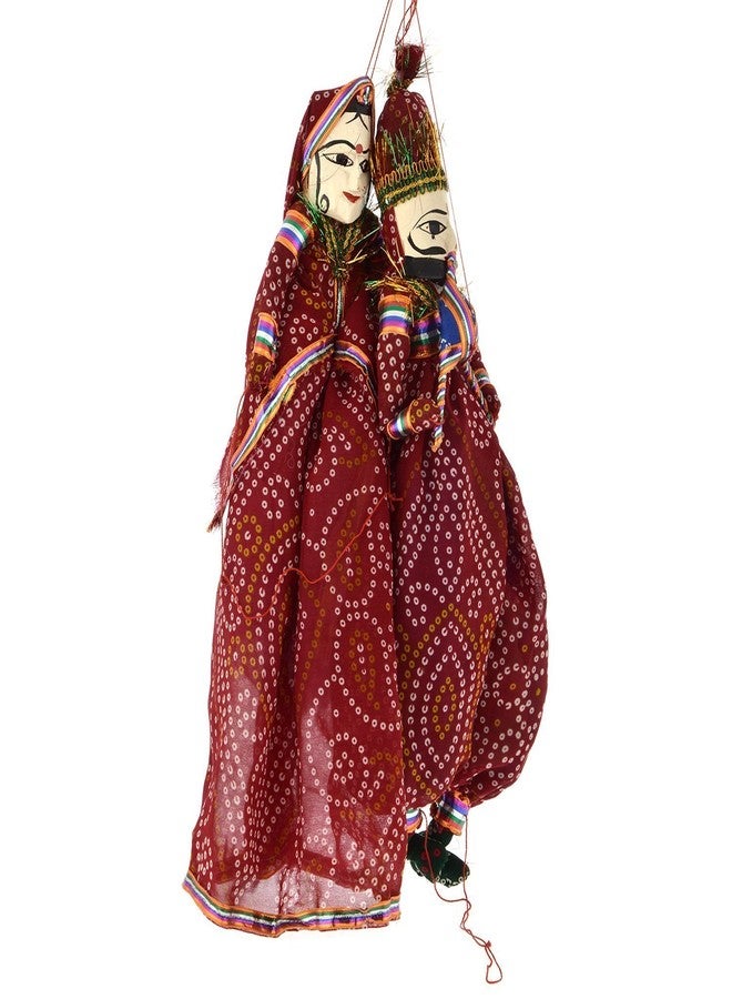 Craftam Rajasthani Handicrafts Colorful Wooden Face String Rajasthani Puppet Kathputli in Pair ( Random Color) - Image 4